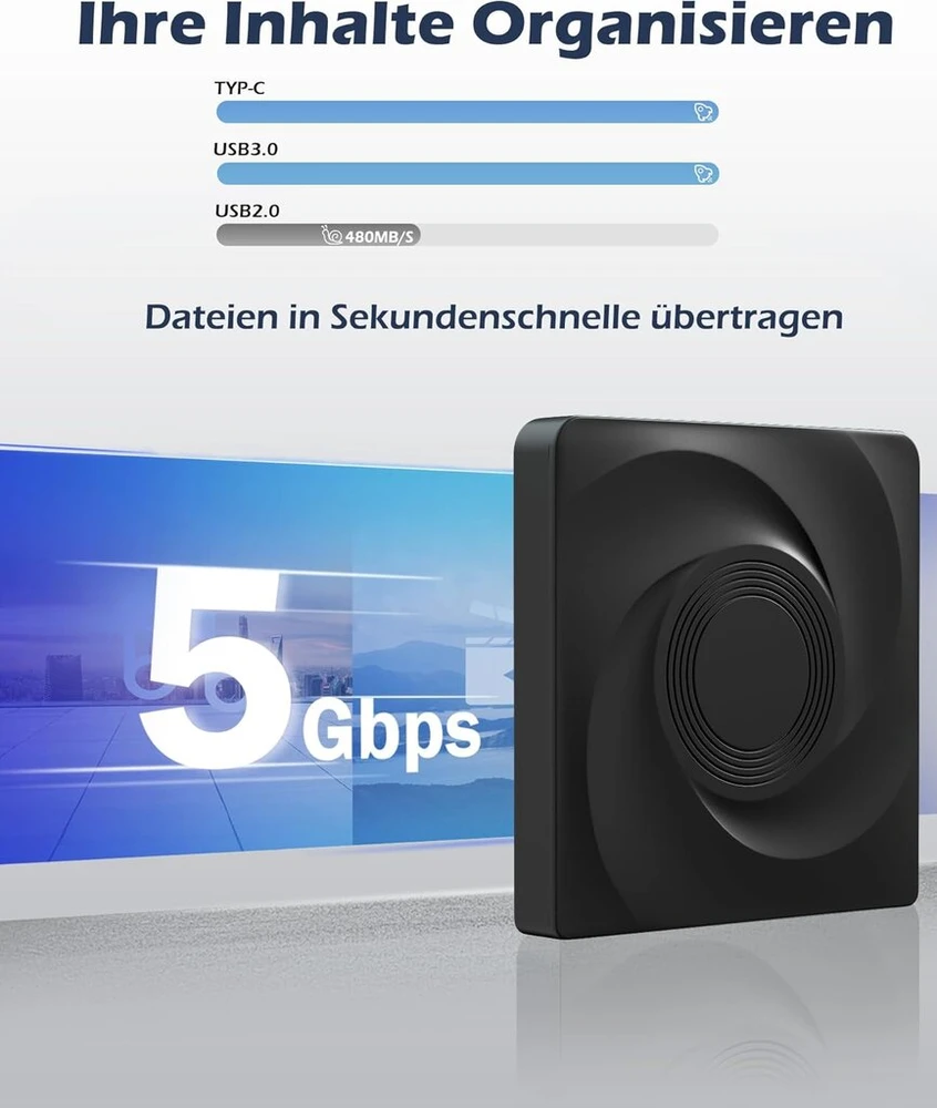 Išorinis "blu-ray" diskų įrenginys su Usb 3.0 ir Type-c