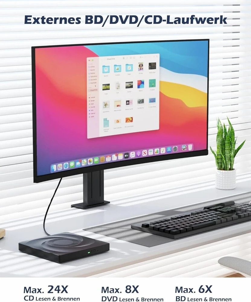 Išorinis "blu-ray" diskų įrenginys su Usb 3.0 ir Type-c