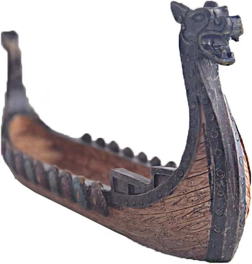 Išskirtinis vikingų laivo formos smilkalų laikiklis iš dervos, gražaus retro laivo dizaino, įvairiaspalvė namų dekoracija (kaip parodyta)