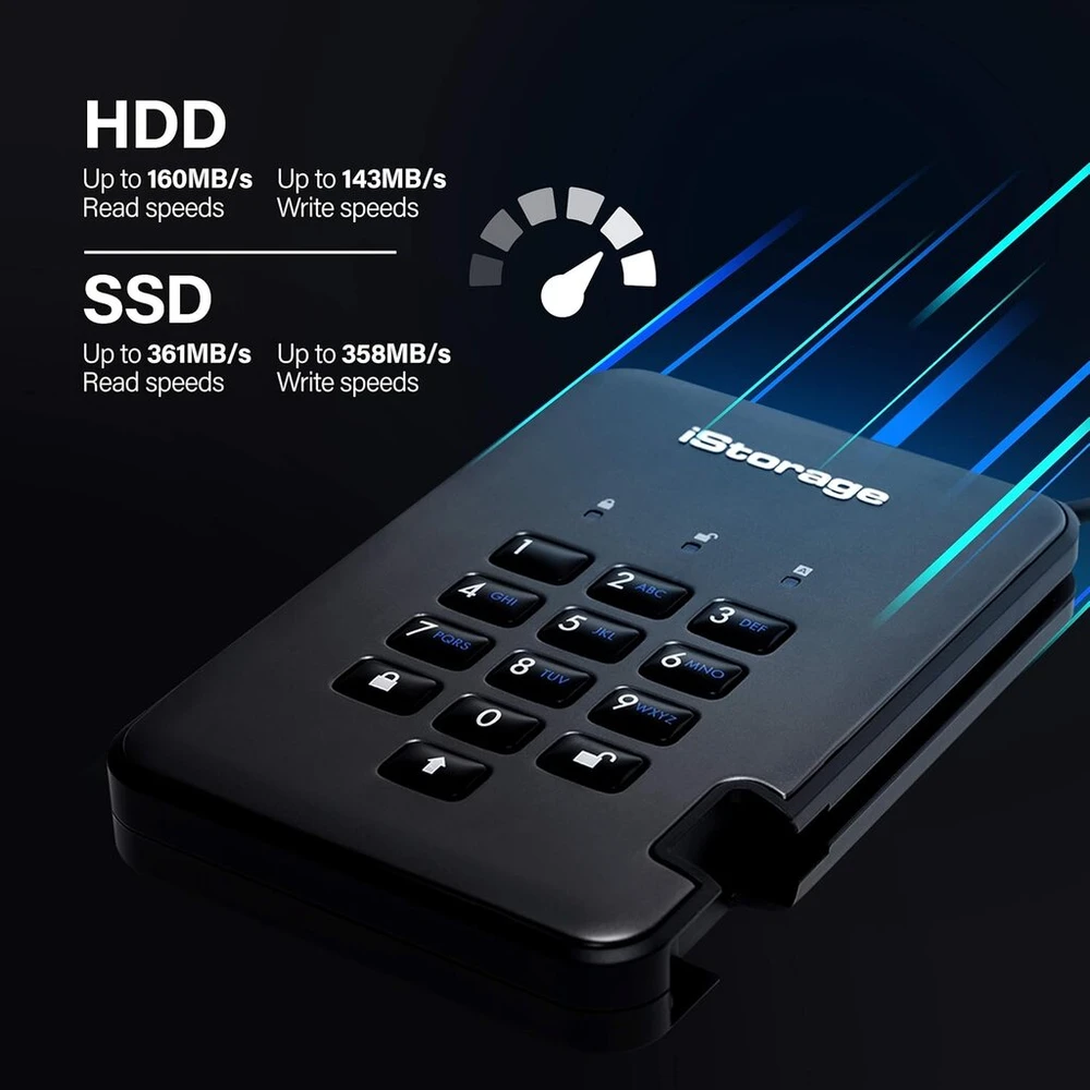 Istorage Is-dap2-256-1000-c-g 1tb Diskashur Pro2 Usb 3.1 saugus nešiojamas užšifruotas išorinis kietasis diskas