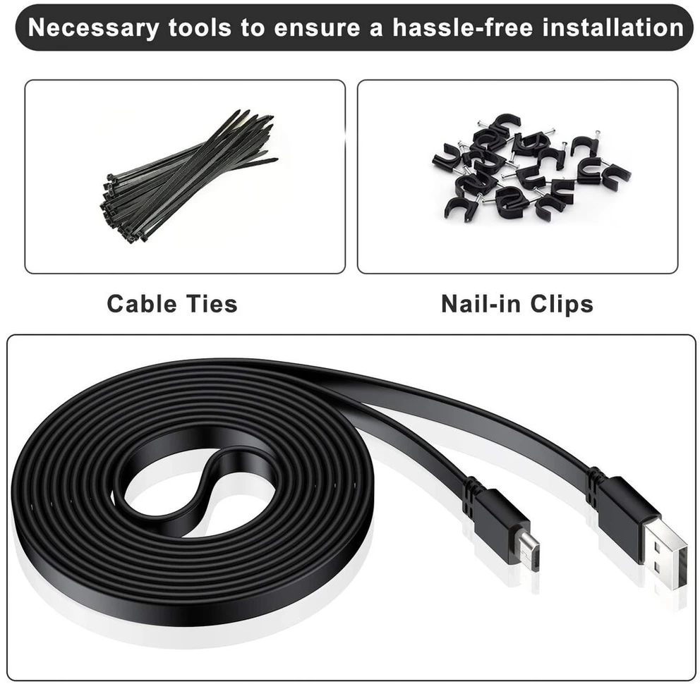 Itramax Micro Usb kabelis, 3 m, 2 vnt. pakuotė, 10 pėdų Micro Usb įkrovimo kabelis, maitinimo laidas, skirtas Neos Smartcam, Yi Nest Cam, vidaus ir lauko Blink Xt kamerai, Furbo Dog, Arlo Q, Netvue, XBOX One valdikliui Wyze