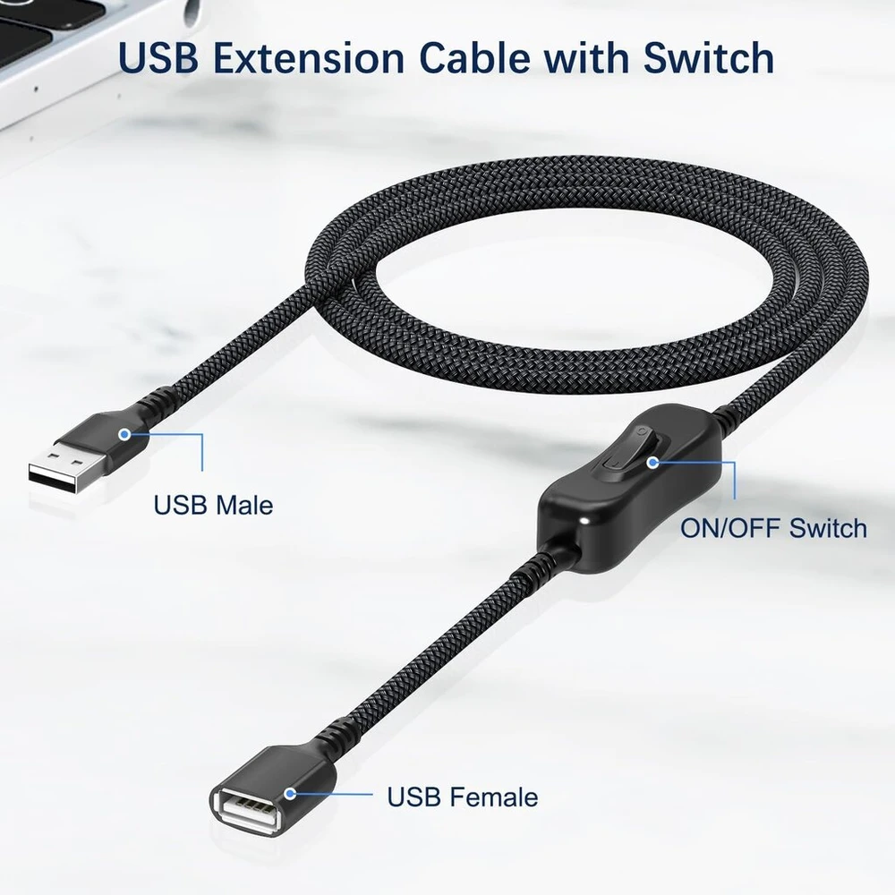 Itramax Usb prailginimo laidas su jungikliu, 2m