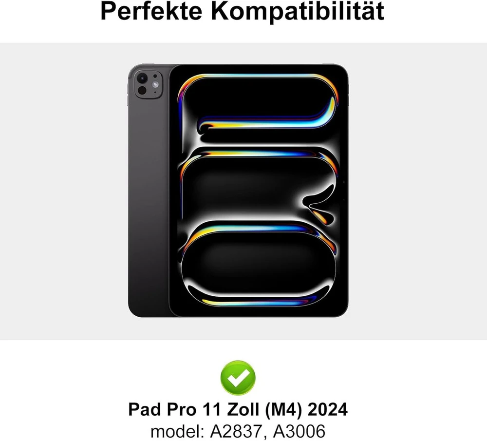 Iveoppe klaviatūra, skirta ipad pro 11 colių 2024 (m4), dėklas su klaviatūra, skirtas ipad pro 5-os kartos, magnetinė nuimama bluetooth qwertz dėklo klaviatūra, skirta ipad pro 11 colių 2024, juoda