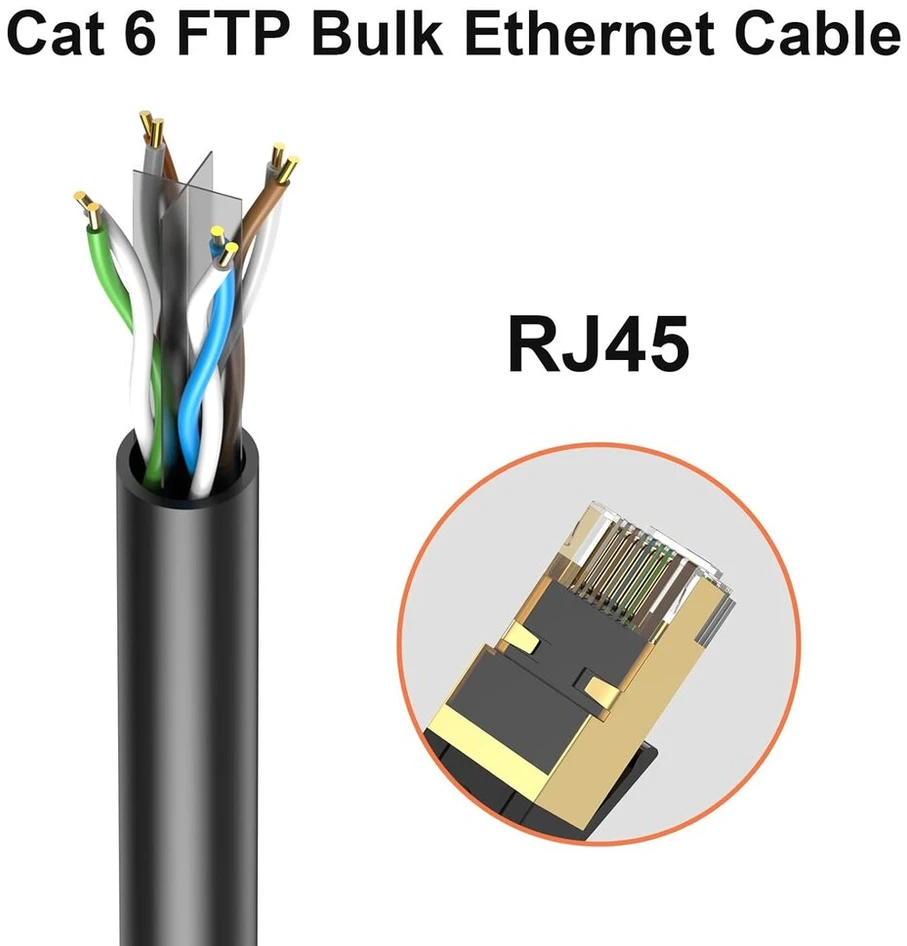 Jarnhng lauko cat 6 ethernet kabelis 200 m, didelės spartos lan tinklo kabelis, cat 6 interneto kabelis, 1 gbps, 250 mhz, awg24 utp cca (200 metrų, juodas)