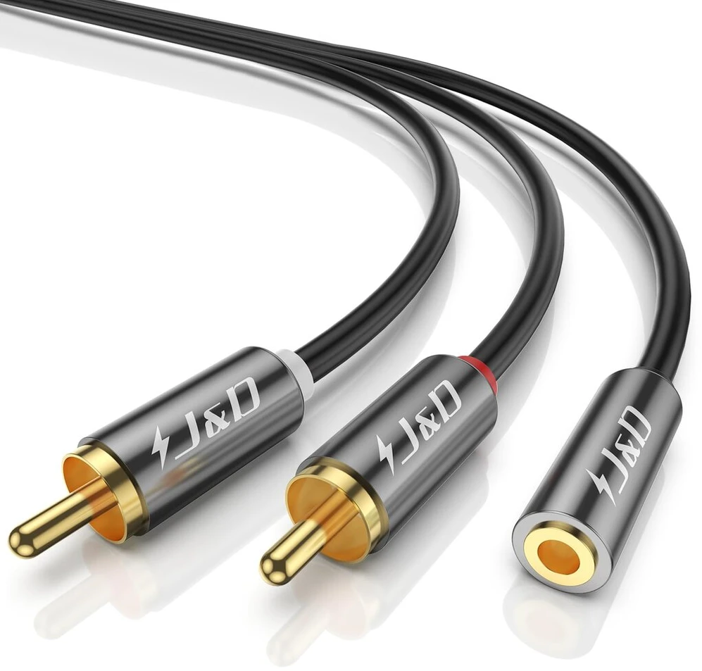 J&d 3.5mm į 2 Rca stereo garso adapterio kabelis, 1.8m
