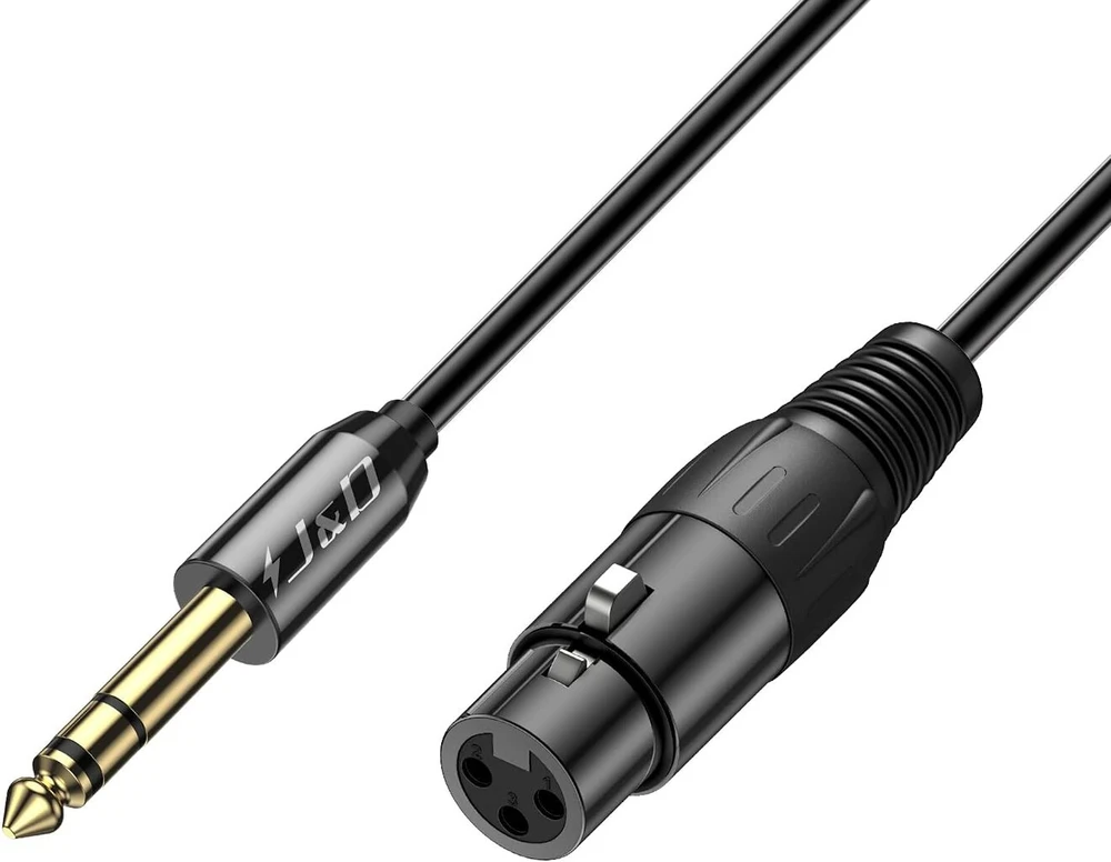 Stiprintuvas J&d 6.35 mm į xlr kabelis, pvc apvalkalu 6.35 mm (1/4 colio) trs kištukas į xlr lizdą xlr į trs 1/4 subalansuoto stereo garso jungties adapterio kabelis garsiakalbiui kondensatoriniam mikrofonui gitaros mikšeriui stiprintuvui, 0.9 m