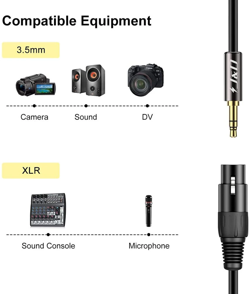 J&d Xlr į Jack 3.5 mm mikrofono kabelis, Xlr female į 3.5 mm aux jack kištuko adapteris, subalansuotas audio adapteris Dslr kamerai, mikrofonui, vaizdo kamerai, 4.5 m