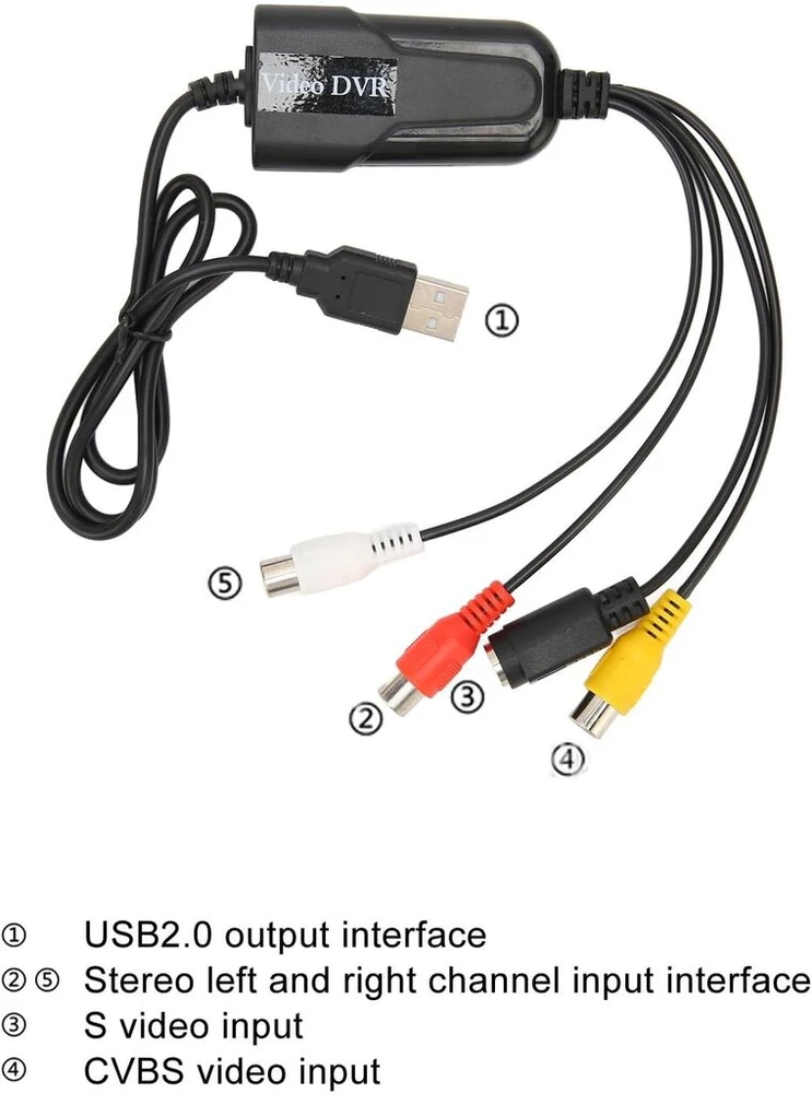 Televizorius Jectse vhs į skaitmeninį keitiklis, usb 2.0 vaizdo įrašymo plokštė, usb audio video keitiklis, vhs dv vcr hi8 dvd į skaitmeninį keitiklis, skirtas pc, tv, kasečių grotuvui, vaizdo kamerai, palaikymas