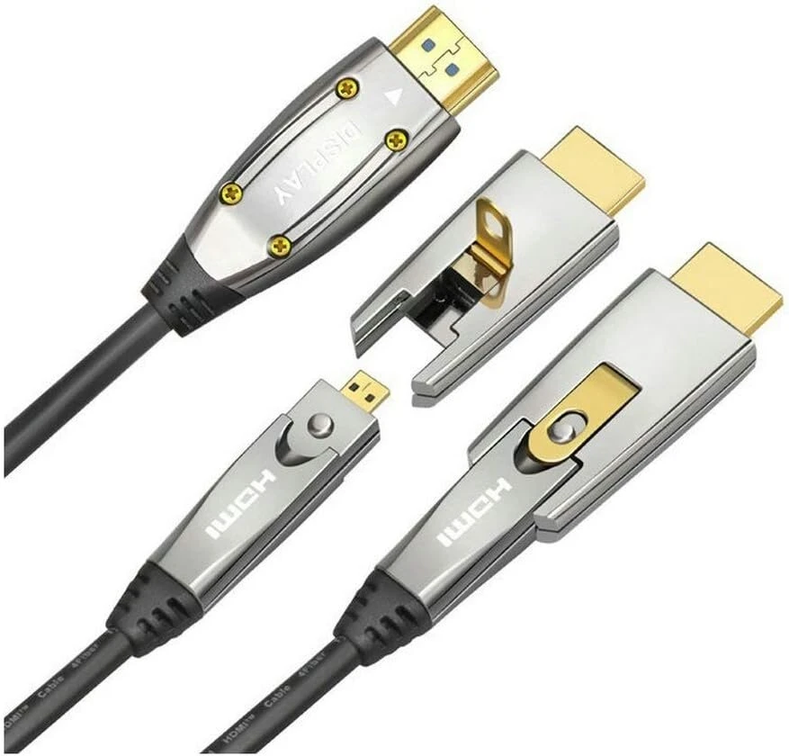 Jeirdus 1.5m (5ft) Aoc Hdmi šviesolaidinis kabelis 18gbps didelis greitis 4k60hz, su mažomis Micro ir standartinėmis Hdmi jungtimis, lengvas vamzdžių montavimas