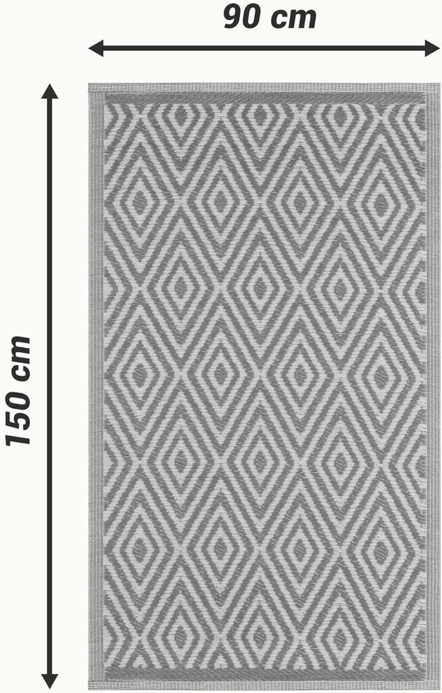Jemidi lauko/vidaus kilimas, tinkantis terasoms ir balkonams 90x150 cm, pilkas