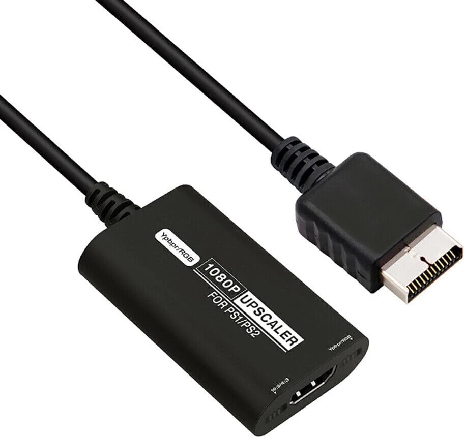 Jerilla Ps1 Ps2 į Hdmi konverteris 1080p Upscaler, Ps2 į Hdmi adapterio kabelis Rgbs-ypbpr / 16:9-4:3 vaizdo garso konverteris + Hdmi kabelis, skirtas Ps1/ps2 konsolei, Hdtv