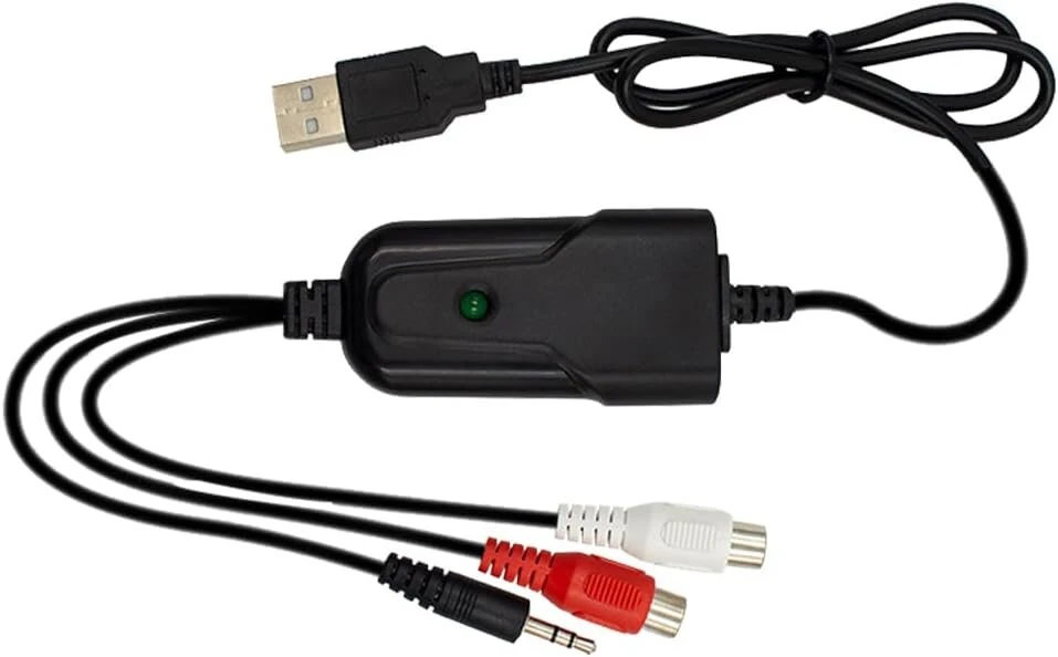 Stiprintuvas Jerilla usb 2.0 garso įrašymo plokštė, skirta kasečių konvertavimui į mp3, 3,5 mm, r/l stereo sąsaja, suderinama su windows xp/7/8/10 ir mac os 10.14