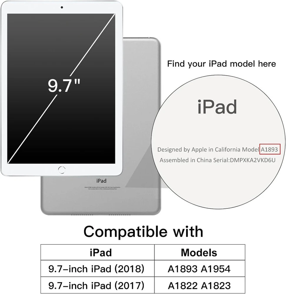 Jetech dėklas Ipad 9.7" (6/5 kartos) su pieštuko laikikliu