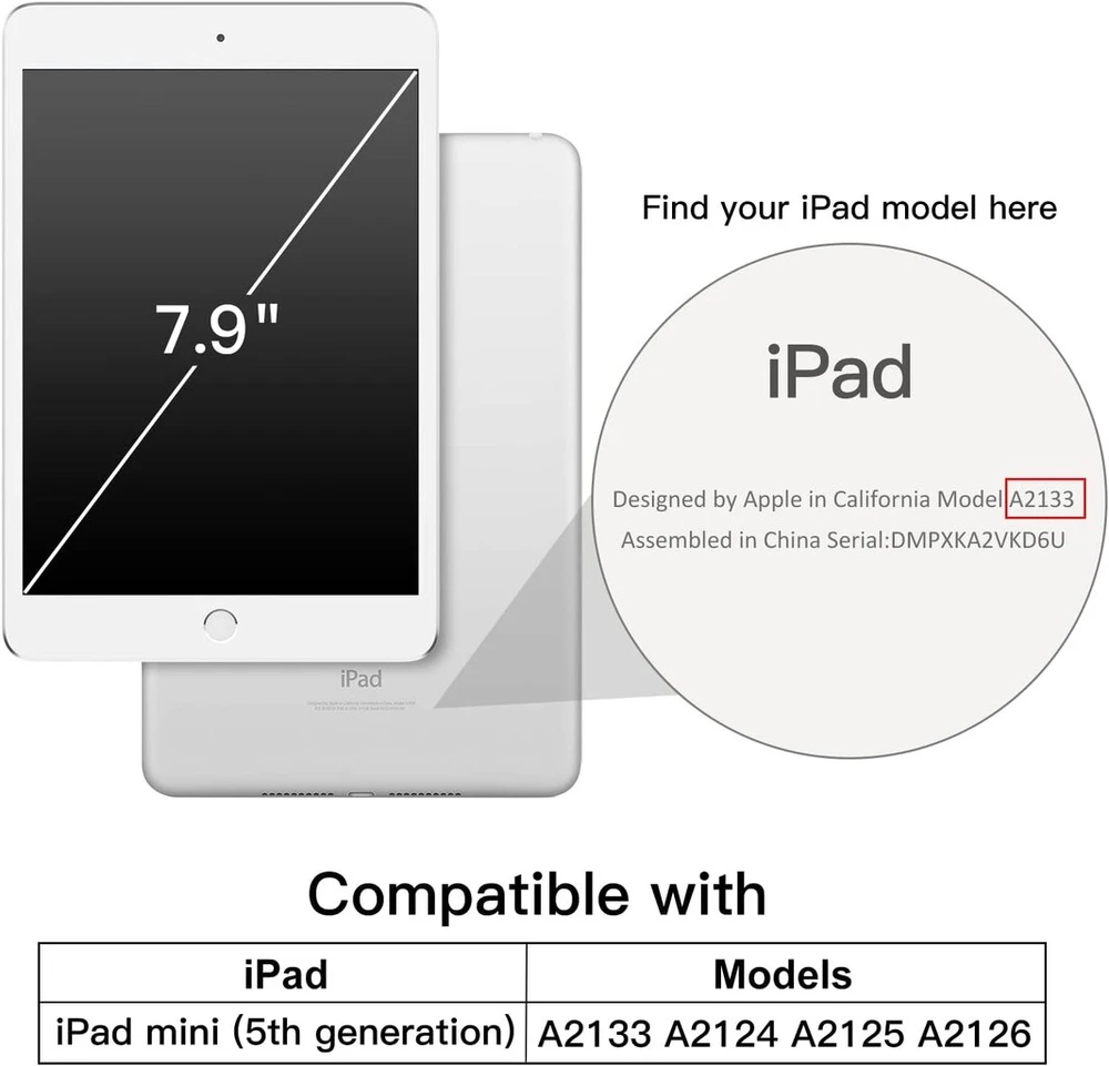 Jetech dėklas Ipad mini 5 (2019 m.) su automatinio miego/žadinimo funkcija, juodas