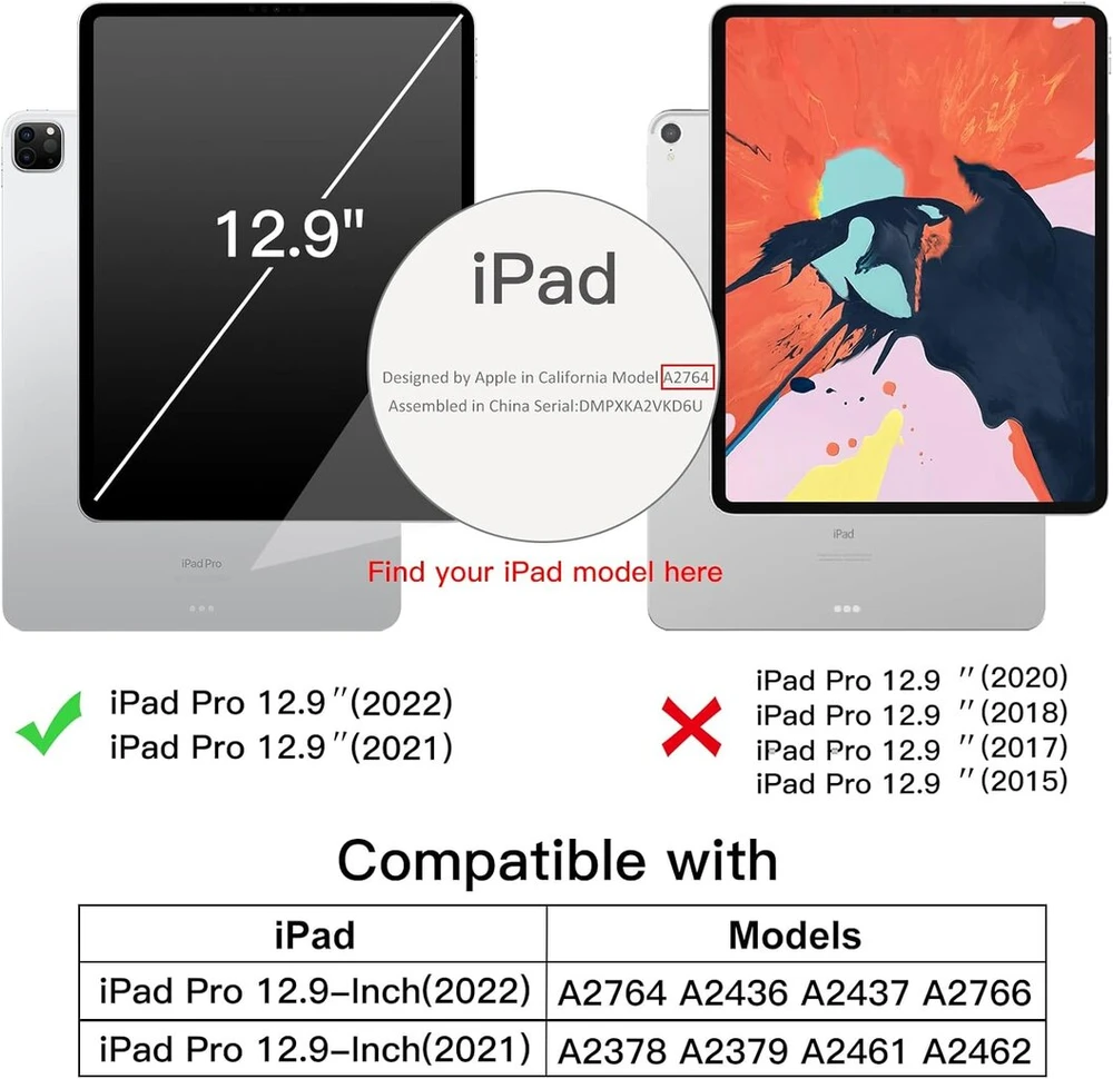 Jetech dėklas, skirtas Ipad Pro 12.9 colių (6-osios/5-osios kartos, 2022/2021 modelis) su pieštuko laikikliu