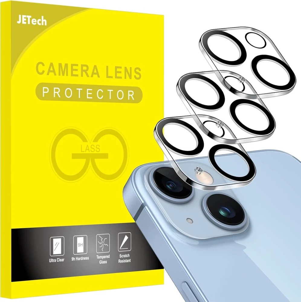 Jetech kameros apsauga, skirta iphone 14 6.1 colio ir iphone 14 plus 6.7 colio, 9h grūdinto stiklo ekrano apsauga, atspari įbrėžimams, itin skaidri hd, 3 vnt.