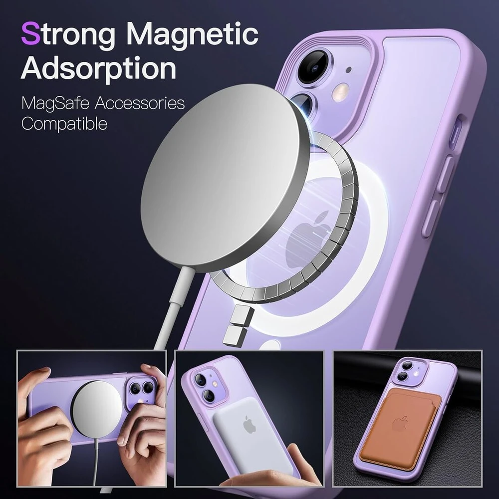 Jetech magnetinis dėklas, skirtas iphone 12 mini 5.4 colio, suderinamas su magsafe, permatomas matinis telefono dėklas, plonas smūgiams atsparus apsauginis dėklas (šviesiai violetinis)