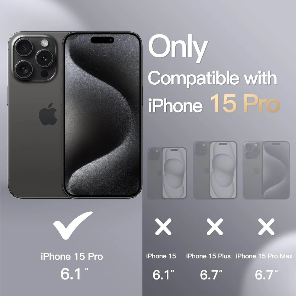 Jetech magnetinis silikoninis dėklas, skirtas iphone 15 pro 6.1 colio, suderinamas su magsafe, telefono dėklas su pilna kameros apsauga (juodas)