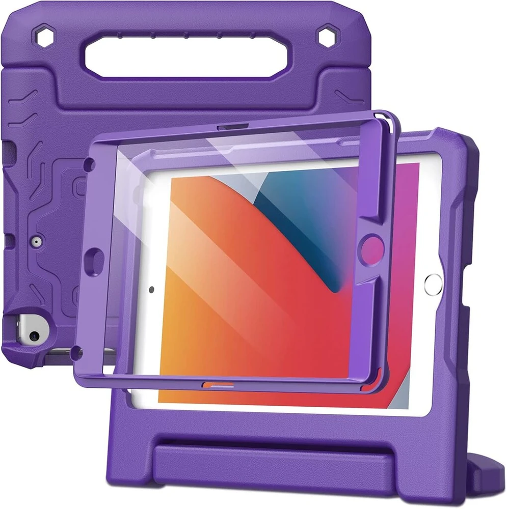 Jetech vaikiškas dėklas, skirtas Ipad Mini 5/4/3/2/1 (7,9 colio, modelis 2019/2015/2014/2013/2012) su įmontuota apsaugine plėvele, smūgiams atsparus viso korpuso dėklas su rankena (violetinis)