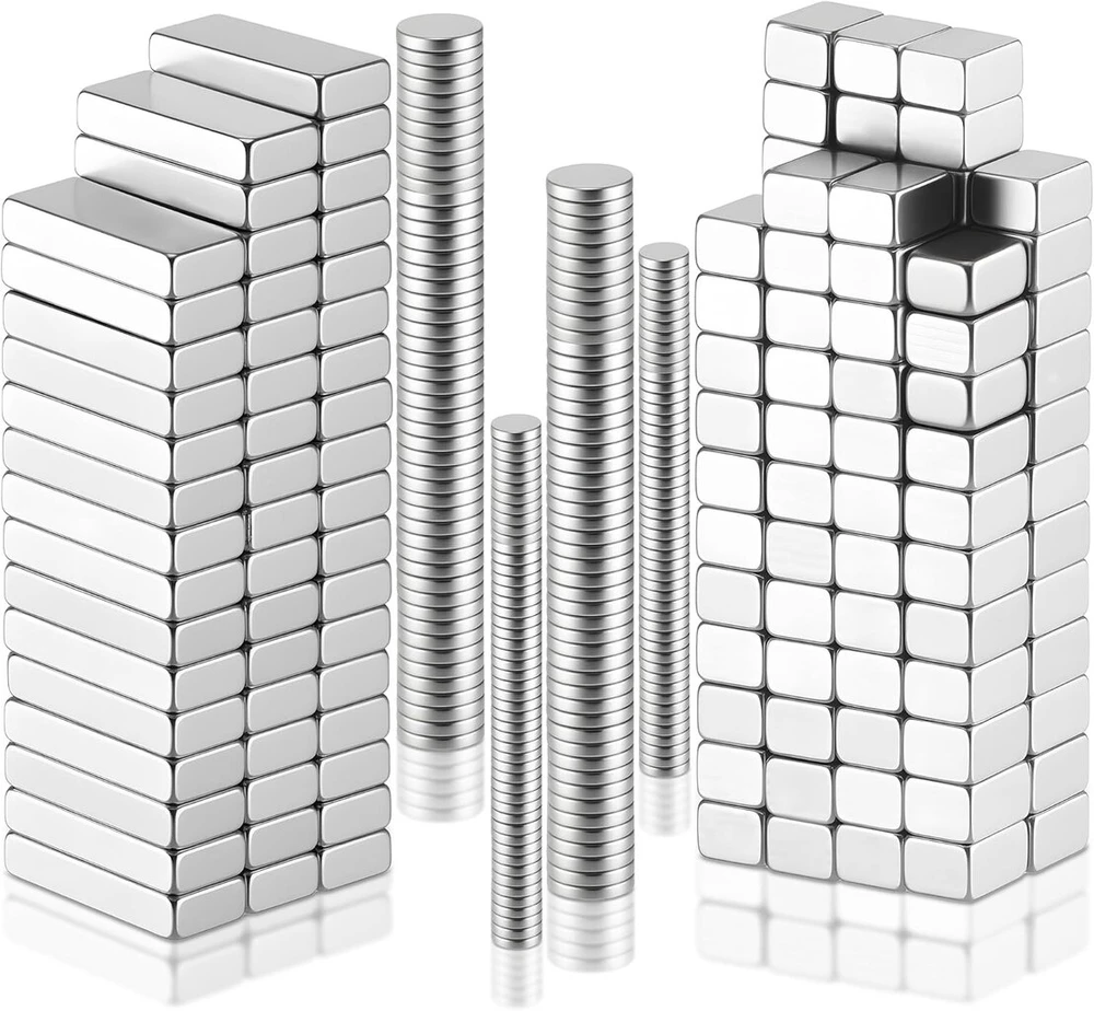 Jianta 350 neodimio magnetų rinkinys, 4 dydžių 10 x 4 x 2 mm, 5 x 4 x 3 mm, 5 x 1 mm, 3 x 1 mm mažų magnetų rinkinys, mini magnetai su stipriais klijais, apvalūs + stačiakampiai šaldytuvui, biurui, lentai