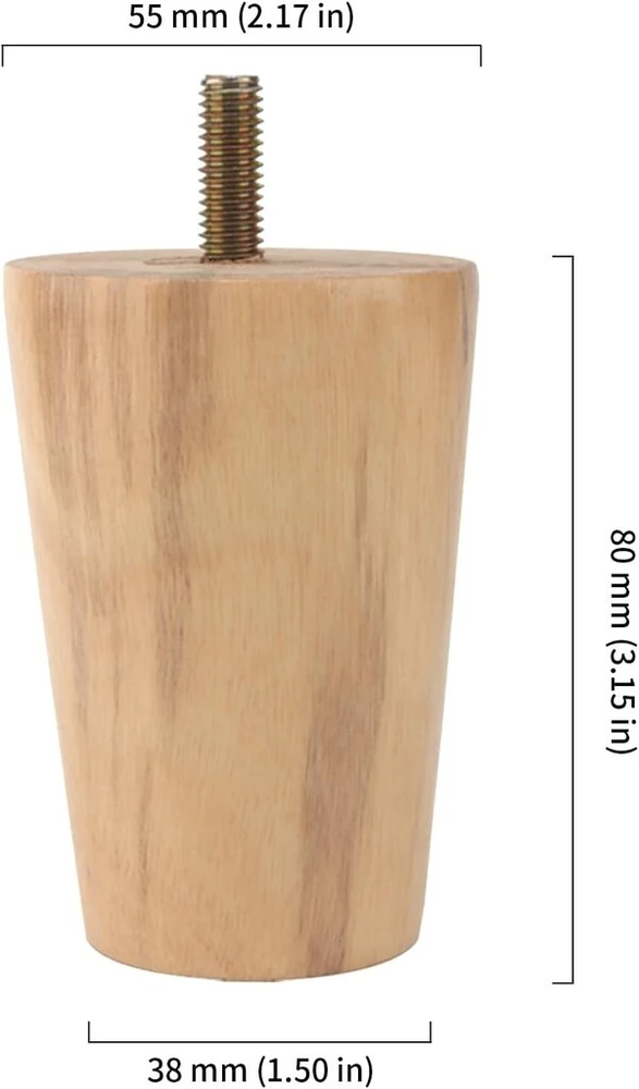 Jiehin 6 vnt. 8 cm apvalios medinės baldų kojos, stalo kojos, medinės kojos, baldų kojelės, mediena su montavimo plokštelėmis, guminės pagalvėlės varžtai, medinės kojelės baldams, sofai, lovai, spintelei, kušetės kėdei
