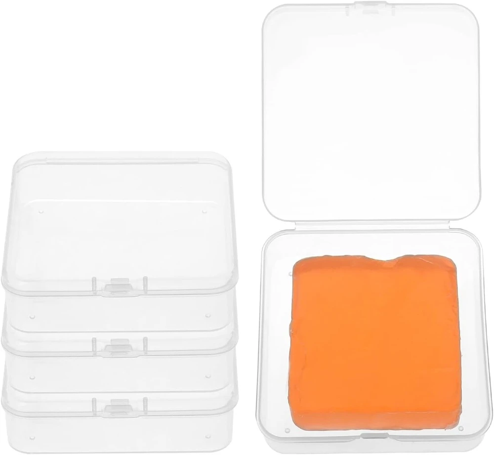 Jjunw 4 mini dėžučių rinkinys, skaidrios, plastikinės tuščios dėžutės su dangteliais, mini plastikinės dėžutės karoliukams, papuošalams, rankdarbiams, varžtams, rankdarbių reikmenims (8,5 x 8,5 cm)