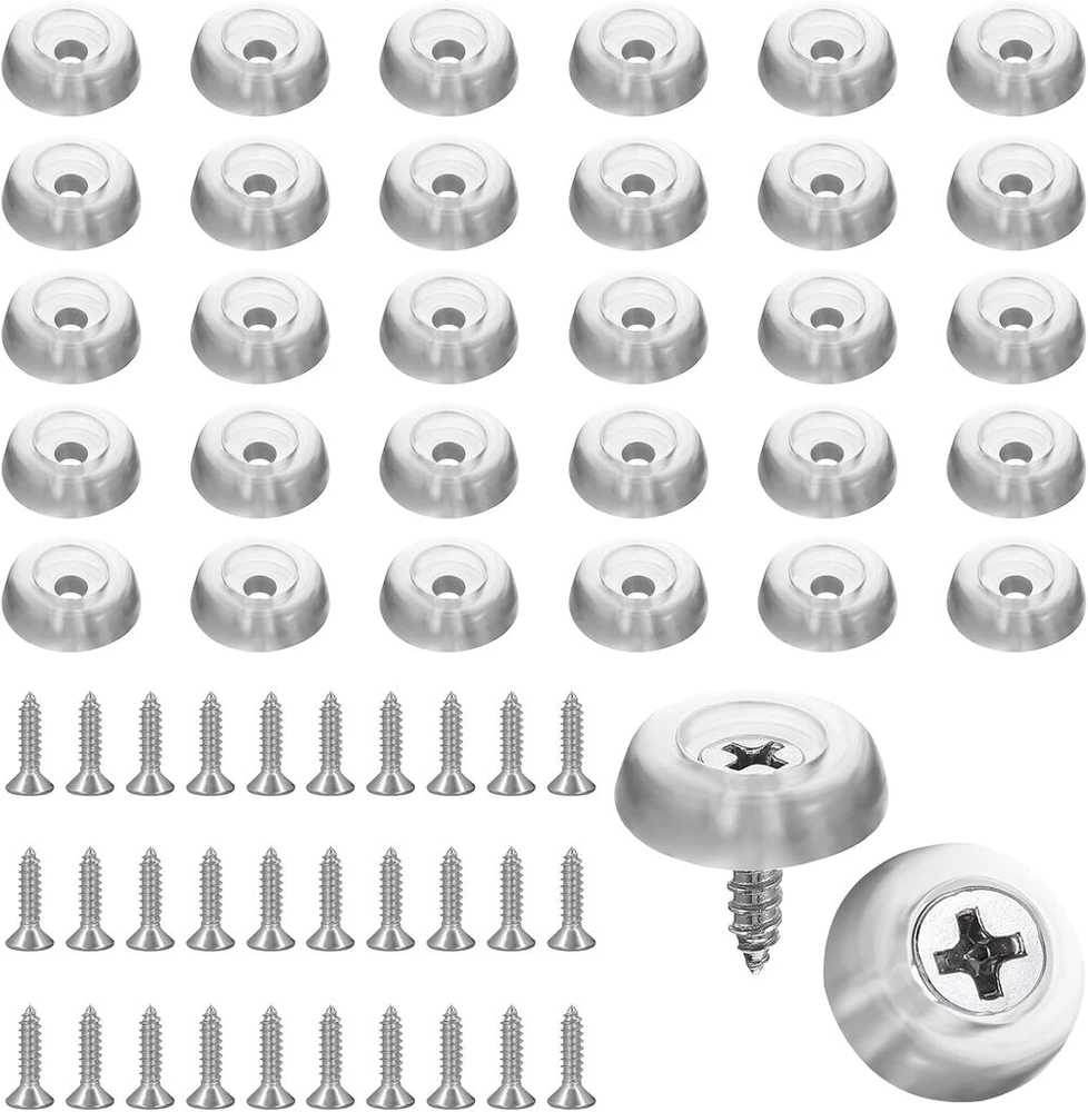 Sofa Jjunw guminės kojelės, prisukamos, skaidrios baldų kojelės su varžtais, pjaustymo lentos, guminiai buferiai, 16 mm, apvalios neslystančios guminės kojelės baldams, stalams, sofoms, kėdėms, lentynoms (30)