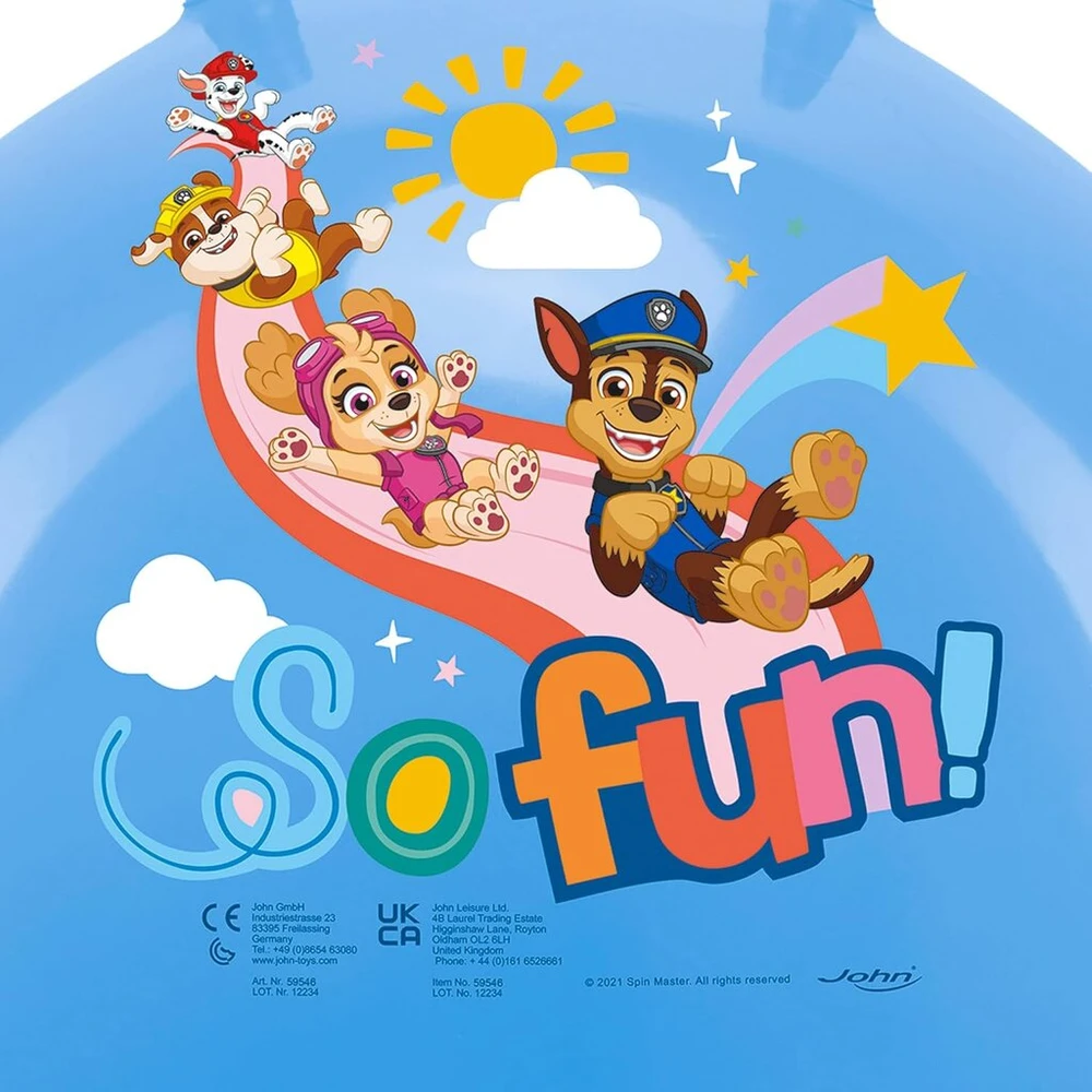 John 59546 Paw Patrol Šokantis kamuolys, šokliukas, pripučiamas kamuolys - tinkamas vaikų fitnesui