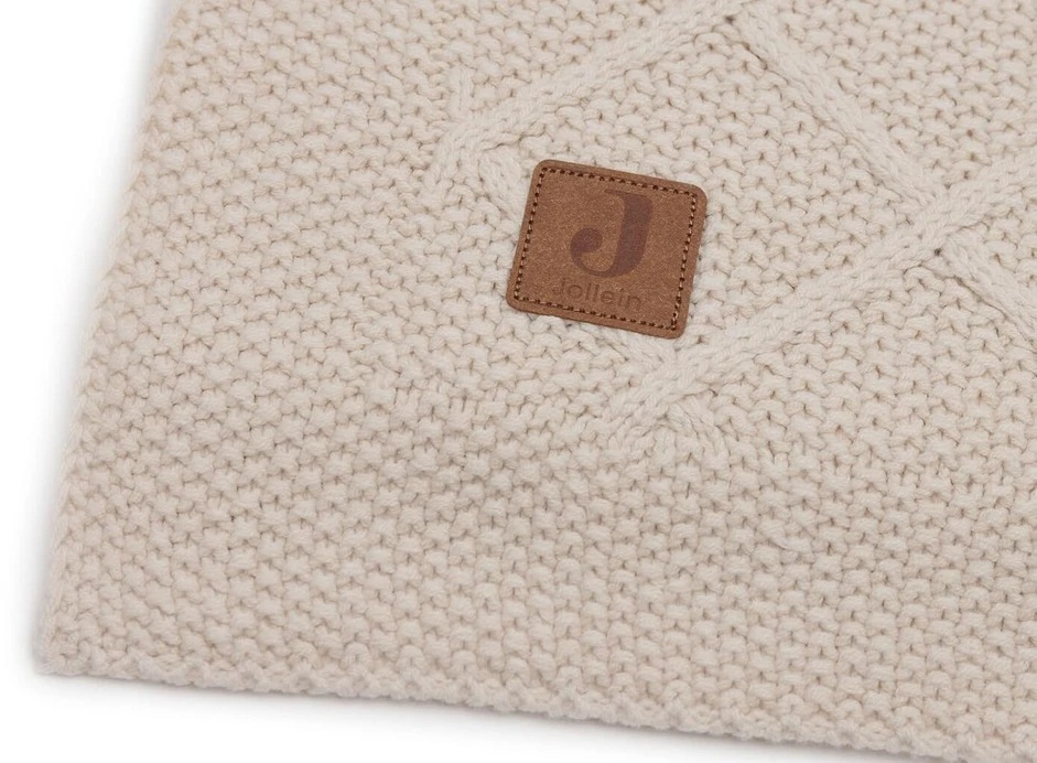 Jollein kūdikio pledas Check Knit, Oatmeal - 75 x 100 cm - 60% medvilnė, 40% akrilas - kūdikio lopšiui - 1.0 tog - Oeko-tex sertifikuotas - megztas raštas