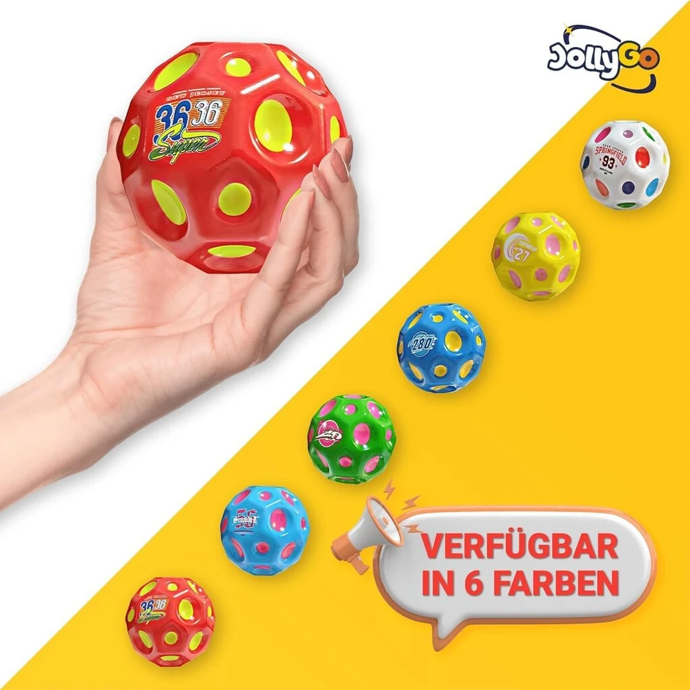 Jollygo šokdynės kamuolys 9.5 cm 2 vnt. didelis mėnulio kamuolys itin aukštai šokinėjantis lengvas pu medžiagos vaikams ir naminiams gyvūnams interaktyvus žaislas streso mažinimo kamuoliukai vaikams lauke