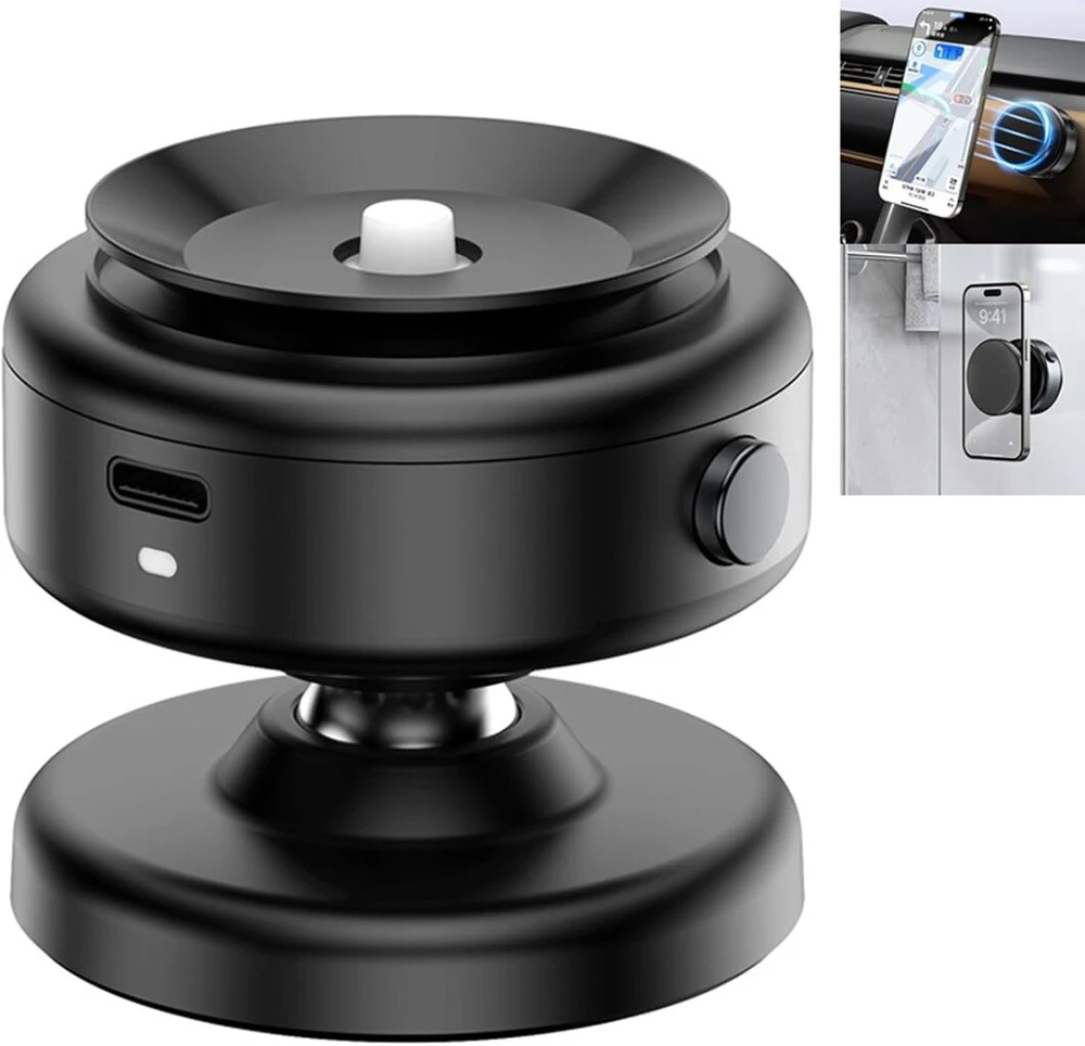Joyye 360° pasukamas magnetinis telefono laikiklis automobiliui, 360° pasukamas magnetinis mobiliojo telefono laikiklis automobiliui, elektrinis siurbtukinis mobiliojo telefono laikiklis prietaisų skydeliui, telefono laikiklis sporto salei (juodas)