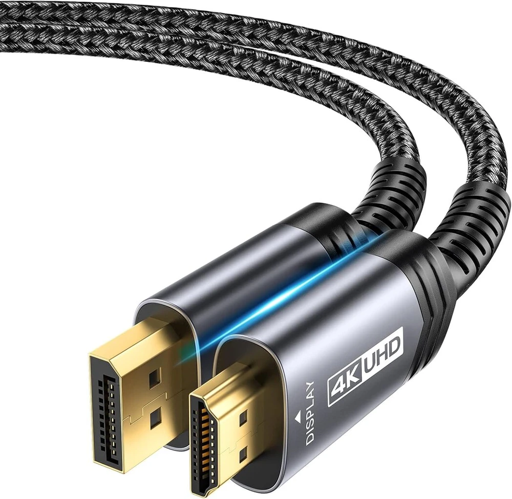 Jsaux 4k displayport į hdmi kabelis 2 m, 4k @ 30hz/2k @ 60/1080p@120 vienakryptis [paauksuotas, pintas, aliuminio apvalkalas] dp kompiuteris į hdmi monitorių, suderinamas su lenovo, hp, dell, amd, nvidia