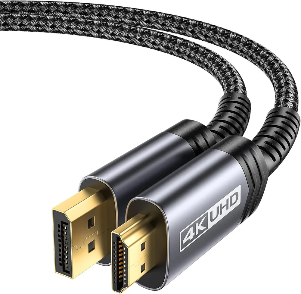 Jsaux 4k displayport į hdmi kabelis 3m, 4k@30hz/2k@60/1080p@120 vienakryptis [paauksuotas, pintas, aliuminio apvalkalas] dp kompiuteris į hdmi monitorių, suderinamas su lenovo, hp, dell, amd, nvidia