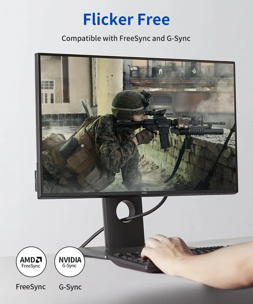 Jsaux Displayport kabelis 3m, 4k@60hz, 2k@165hz, pintas nailonas