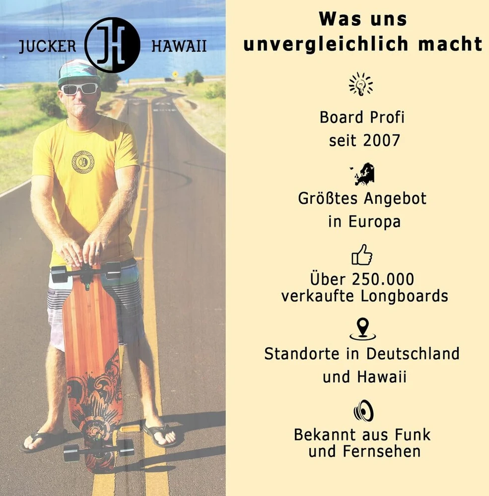 Jucker Hawaii Longboard New Hoku Precision | Nr. 1 ilgam važiavimo malonumui | Nr. 1 pagal kokybę ir dizainą | Aukščiausios klasės stiklo pluošto konstrukcija ir Cnc ašys | Performance Longboard | Pradėkite ir mėgaukitės