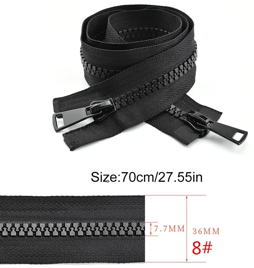 Juodas 70 cm dvipusis užtrauktukas #8, ilgas, atskiriamas