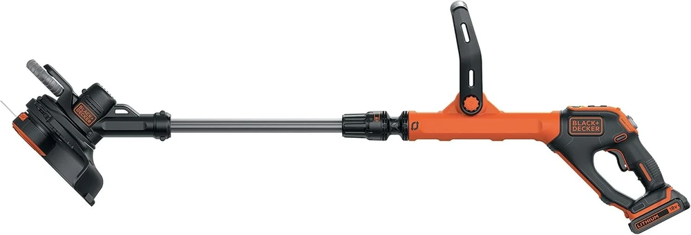 Juodas+decker akumuliatorinis vejos kraštu pjaustytuvas (18v 2.0 Ah, 28 cm pjovimo plotis, Powercommand Easy Feed, su akumuliatoriumi ir įkrovikliu) Stc1820epc