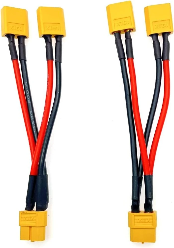 Jzk 2 x Xt60 lygiagretus kabelis Xt60 akumuliatoriaus jungties kabelis 1 x moteriškas į 2 x vyriškas akumuliatoriaus adapterio kabelis, skirtas Rc dronui Y skirstytuvo ilgintuvas, skirtas Rc sraigtasparniui kvadrokopteriui