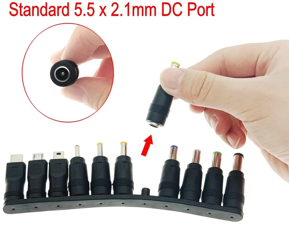 Jzk Universalus 5.5x2.1mm Dc Usb kabelis su 11 skirtingų Dc maitinimo adapterių priedais, Dc į Usb adapteris, Dc kištukų rinkinys, suderinamas su nešiojamuoju kompiuteriu, įkrovikliu, maršrutizatoriumi, Led įrenginiais