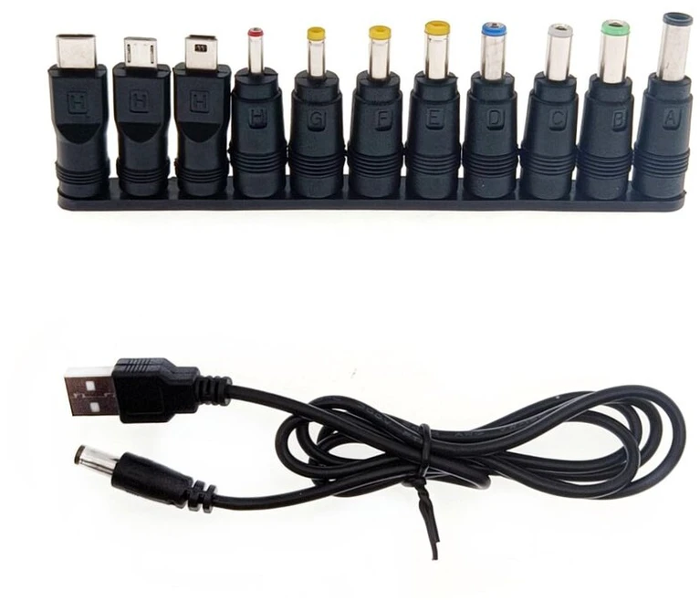 Jzk Universalus 5.5x2.1mm Dc Usb kabelis su 11 skirtingų Dc maitinimo adapterių priedais, Dc į Usb adapteris, Dc kištukų rinkinys, suderinamas su nešiojamuoju kompiuteriu, įkrovikliu, maršrutizatoriumi, Led įrenginiais