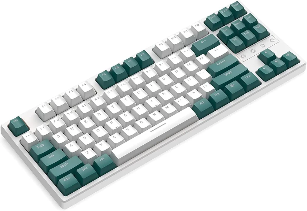 K87 75% belaidė žaidimų klaviatūra, Tkl 80% karšto keitimo mechaninė klaviatūra, trigubas režimas Bt5.0/2.4ghz/usb kabelis, kompaktiška 87 klavišų, Lightsync Rgb apšvietimas, programuojama, įkraunama 3000 Mah žalia