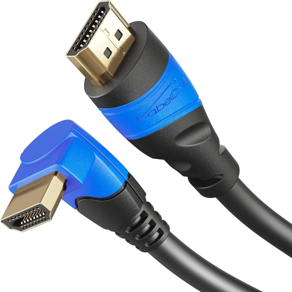 Kabeldirekt 1m 90° kampu Hdmi kabelis (1080p 4k 3d High Speed su Ethernet Arc) - Top Series