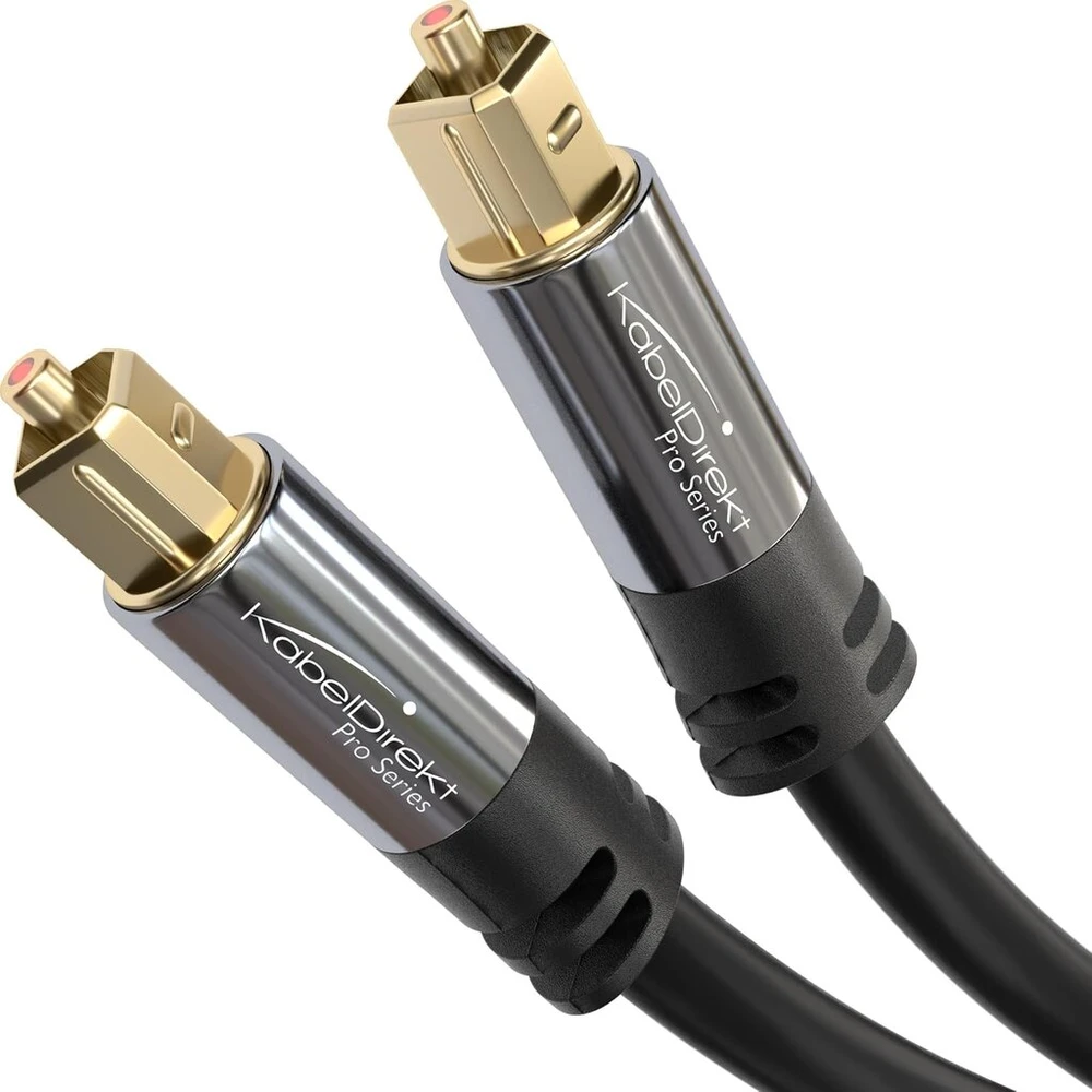 Kabeldirekt 2 x Toslink optinis audio kabelis - 3m - šviesolaidinis kabelis soundbar'ui (toslink į Toslink, skaitmeninis S/pdif kabelis, stereo/stiprintuvas, namų kinas, XBOX One/ps4)