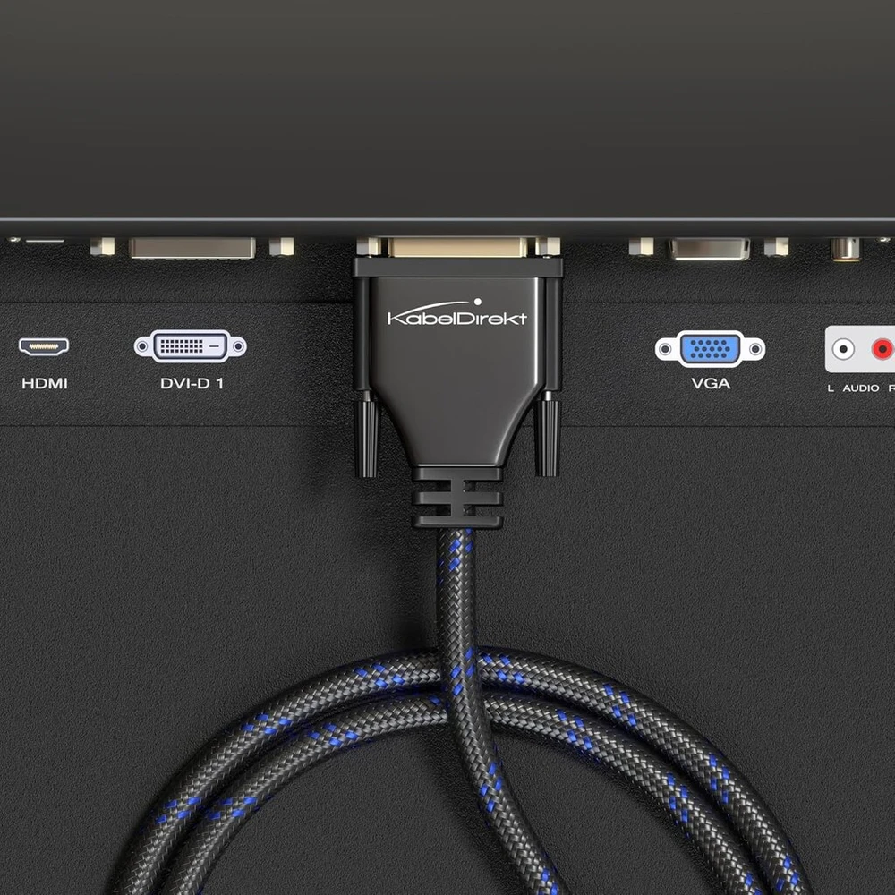 Kabeldirekt Dual Link Dvi kabelis - su ferito šerdimi, pynimu ir pilno metalo jungtimi - 3 m (skaitmeninis Dvi-d/24+1 monitoriaus kabelis, Dvi į Dvi, iki 2560 × 1600 esant 60 Hz arba Full Hd/1080p, nailonas)
