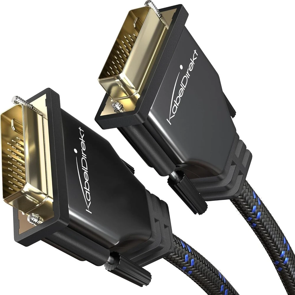 Kabeldirekt Dual Link Dvi kabelis - su ferito šerdimi, pynimu ir pilno metalo jungtimi - 3 m (skaitmeninis Dvi-d/24+1 monitoriaus kabelis, Dvi į Dvi, iki 2560 × 1600 esant 60 Hz arba Full Hd/1080p, nailonas)