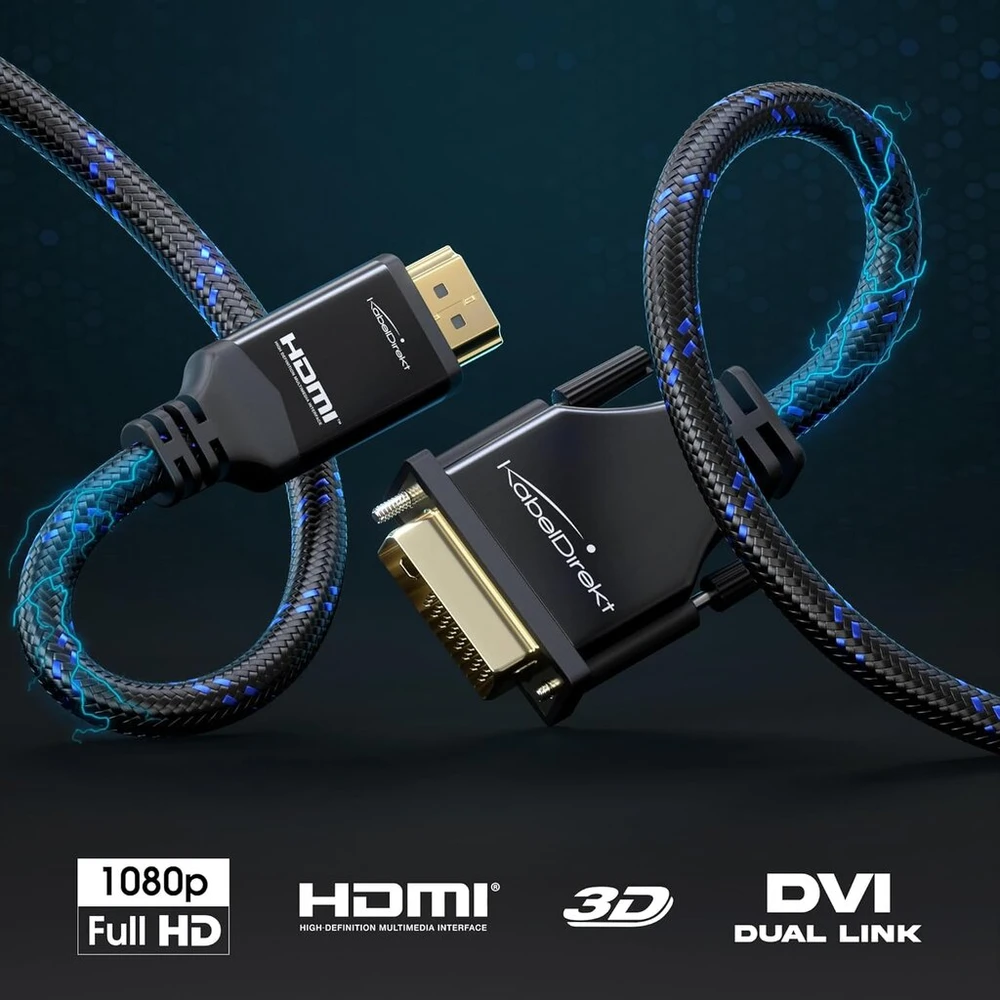 Kabeldirekt Hdmi į Dvi Adapterio Kabelis, 1.5m, Nailono Pynė
