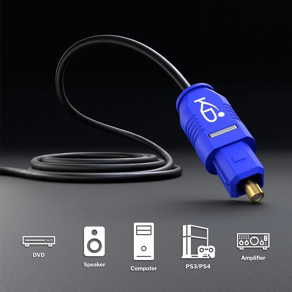 Kabeldirekt Toslink Slim optinis audio kabelis - 7,5 m - 2,5 ft - 2 mm plonas šviesolaidinis kabelis (toslink į Toslink, skaitmeninis S/pdif kabelis, stereo/stiprintuvas, namų kinas, XBOX One/ps4)