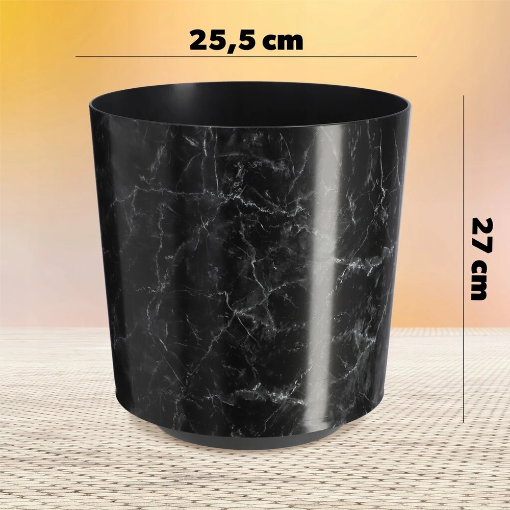 Kadax gėlių vazono dangtelis, apvalus, juodas marmuras, 25 cm