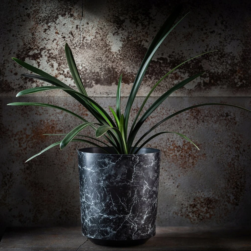 Kadax gėlių vazono dangtelis, apvalus, juodas marmuras, 25 cm