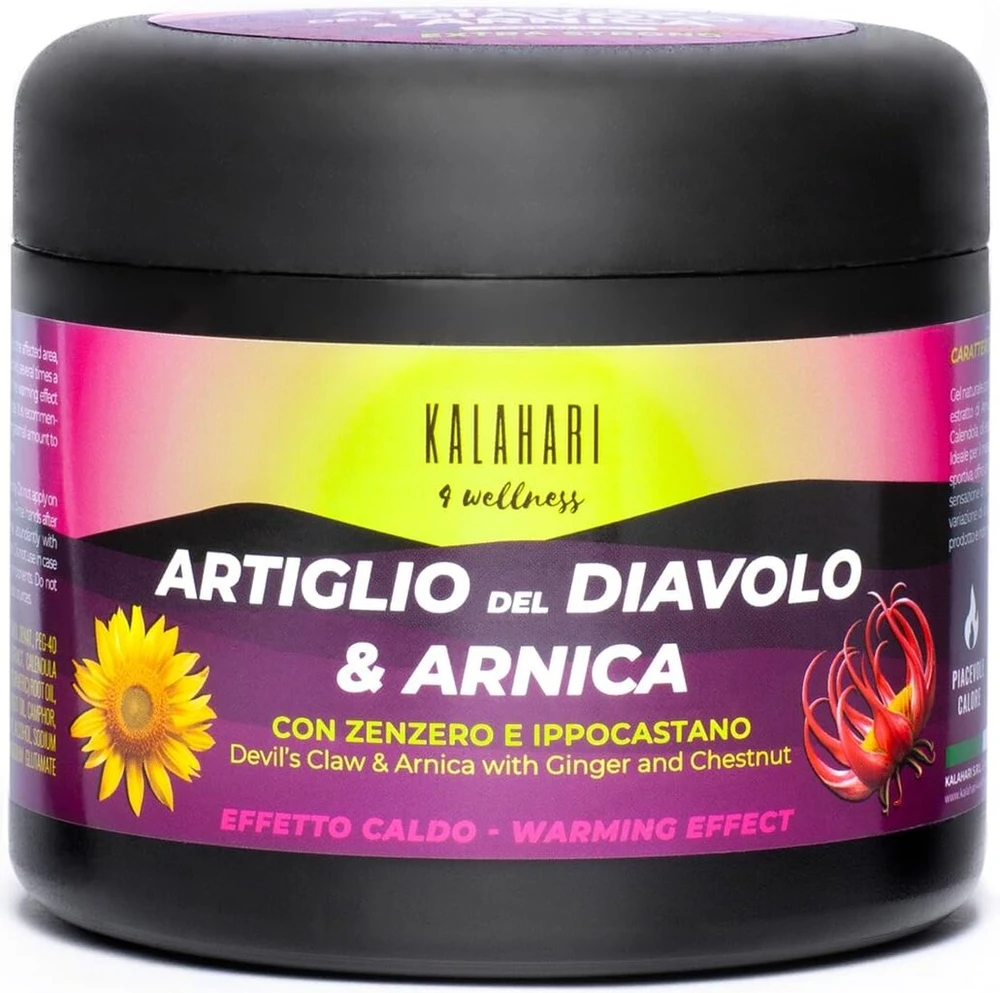 Kalahari Devil's Claw ir arnikos tepalas Extreme - itin stiprus, šildantis gelis masažams, raumenims ir sąnariams, raumenų įtampai, skausmui - natūralūs ingredientai, pagaminta Italijoje - 500 ml
